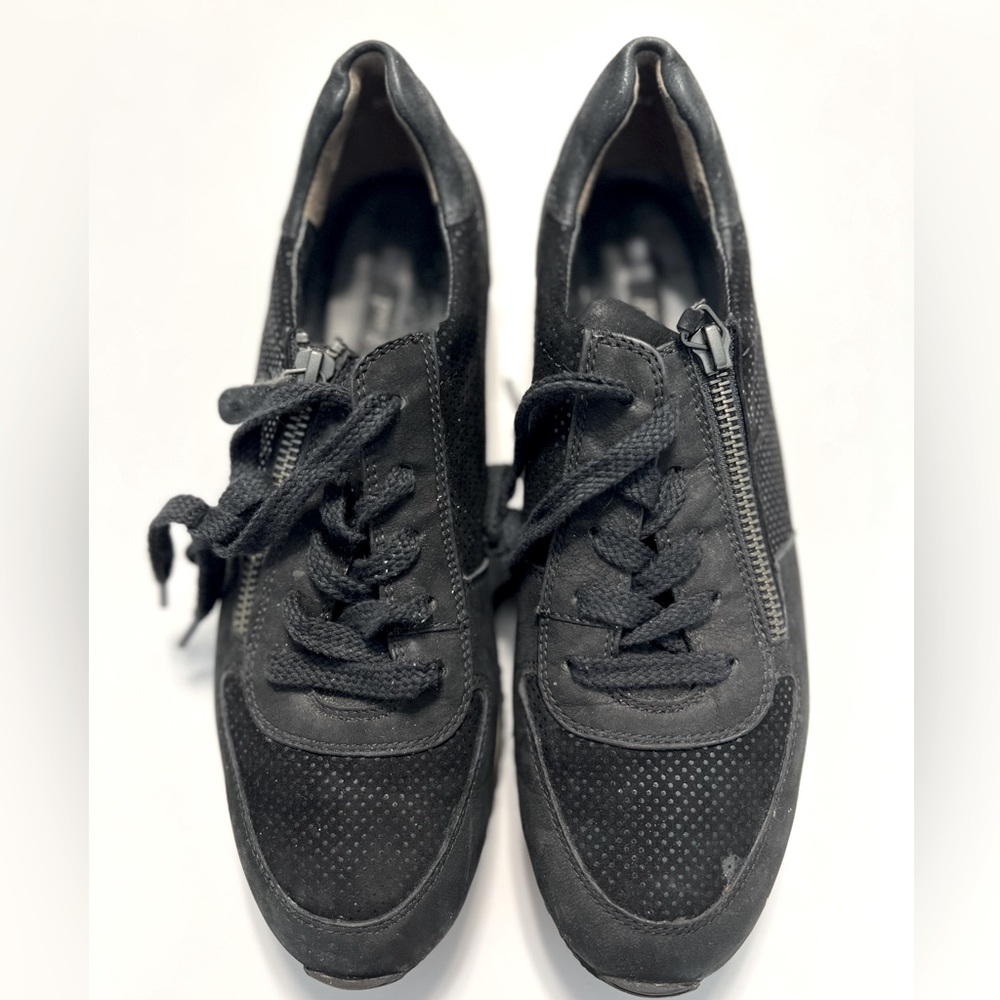 Paul Green Black Suede “Cage” Sneakers lace up and zip size 6UK size 8.5 US